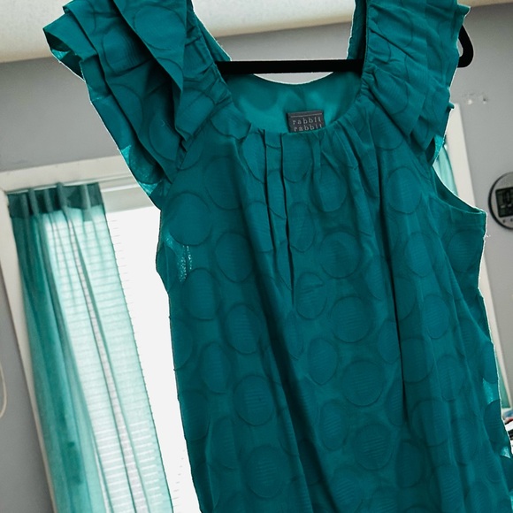 Rabbit Rabbit Ruffled Teal Blouse - Picture 1 of 1